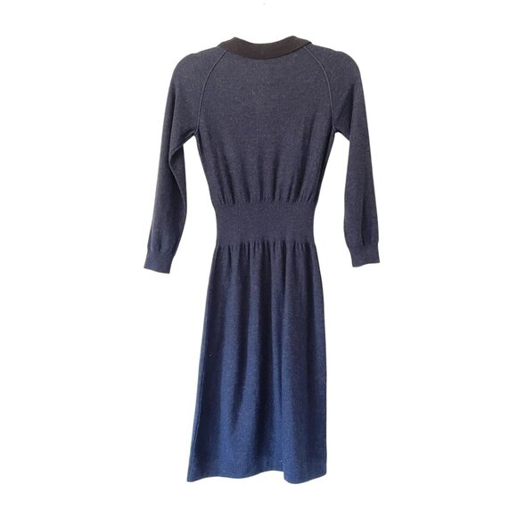 Sonia Rykiel Navy Merino Wool Long Sleeve Collared Sweater Dress Size S READ - Picture 2 of 9